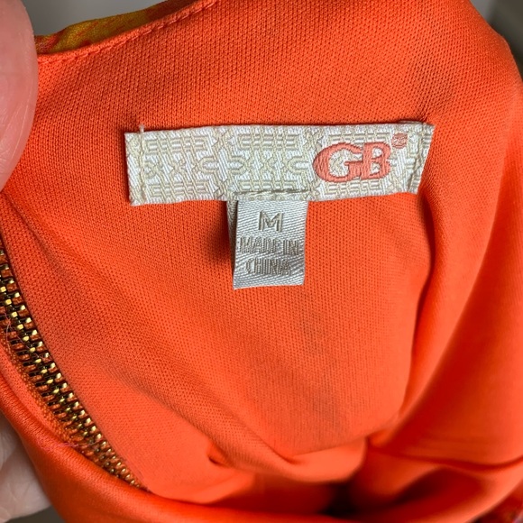 GB Bright Orange Pink Cutout Flutter Sleeve Dress - Picture 5 of 5